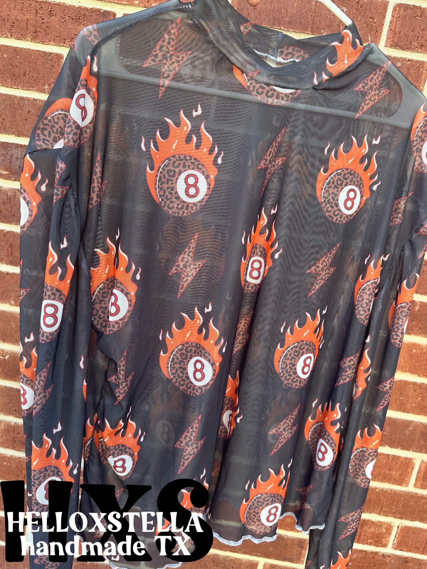 XL 8Ball Flames Mesh TOp