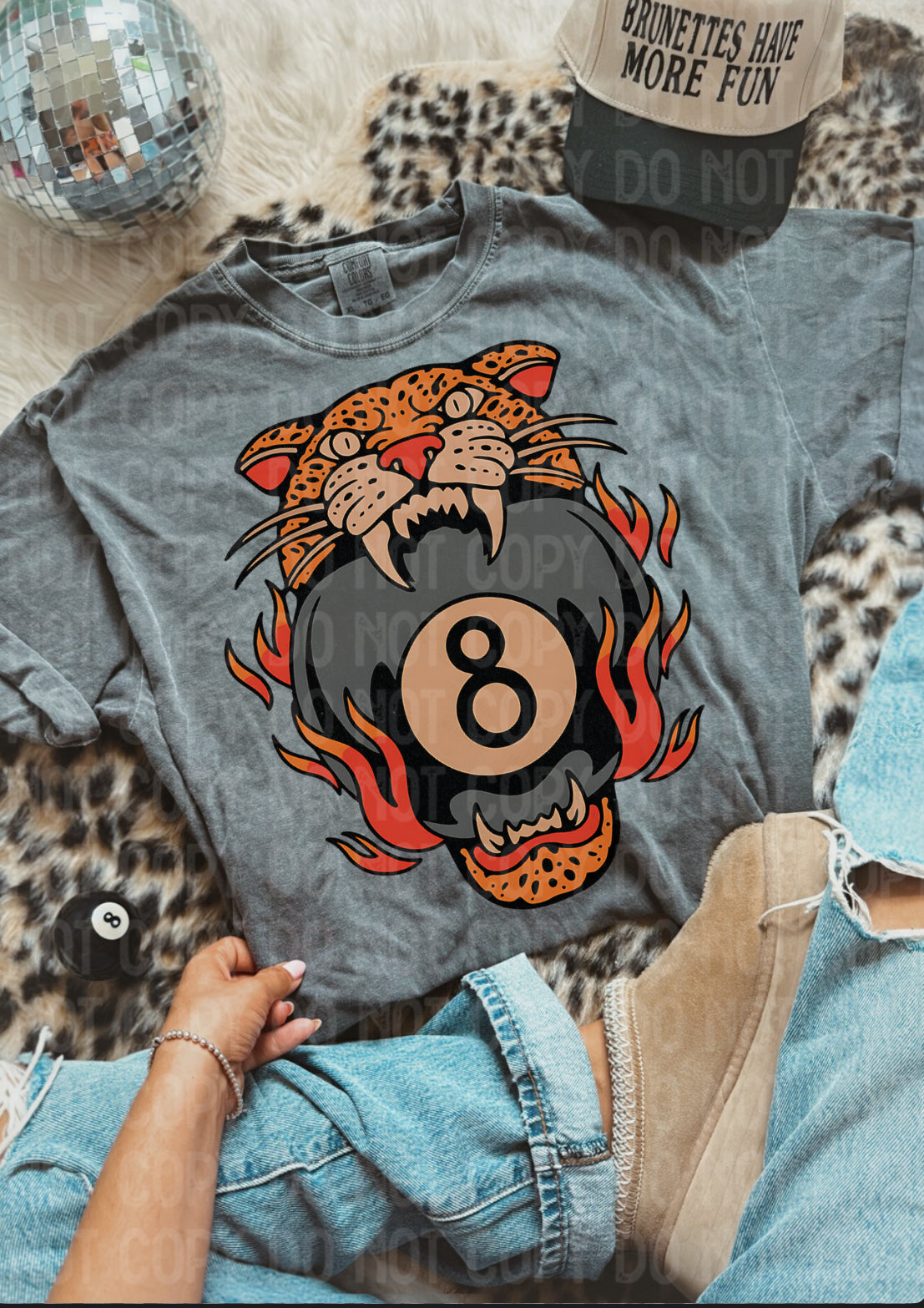 Flaming Tiger 8ball Graphic Tee