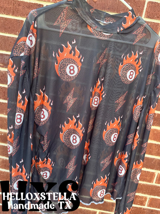 XL 8Ball Flames Mesh TOp