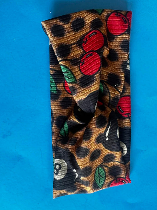 leopard cherry headband SMALL SIZE